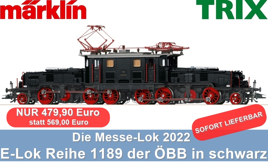Märklin 39093 / Trix 25093 E-Lok Reihe 1189 der ÖBB Krokodil schwarz Spur H0