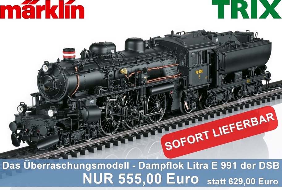 Märklin 39491 / Trix 25491 Dampflokomotive Litra E 991 der DSB Spur H0