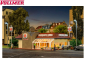 Preview: Vollmer H0 43632 Burger King Restaurant mit LED-Beleuchtung 