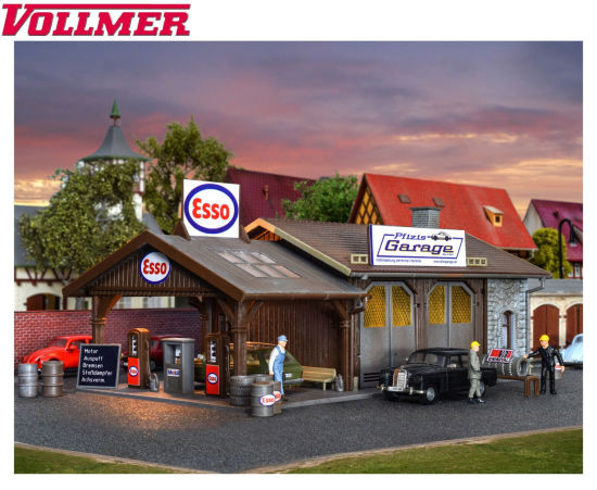 Vollmer H0 45599 Reparaturwerkstatt Pfizis Garage mit Tankstelle 