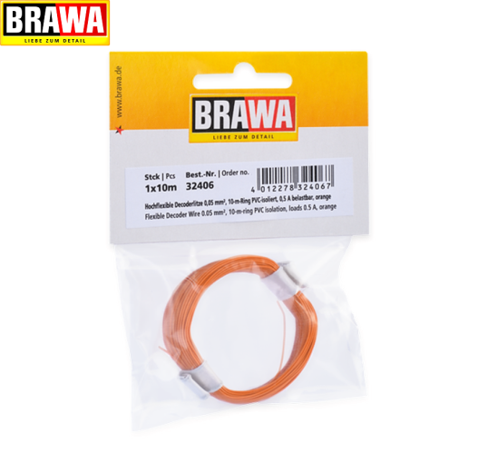 Brawa 32406 Decoderlitze orange, 0,05 mm², 10 m (1m - 0,50 €) 