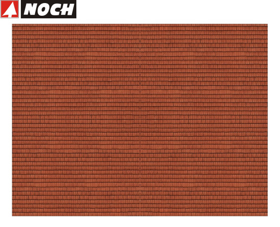 NOCH N 56965 3D-Kartonplatte/Mauerplatte "Dachziegel rot" (1 m² - 66,88 €) 