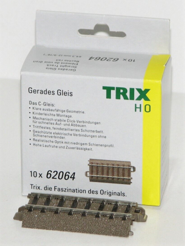 Trix H0 62064-S C-Gleis gerade 64,3 mm (10 Stück) 