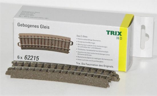 Trix H0 62215-S C-Gleis gebogen R2 = 437,5 mm / 15° (6 Stück) 