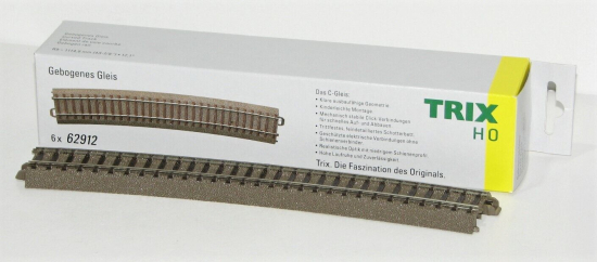 Trix H0 62912-S C-Gleis gebogen Radius 1114,6 mm / 12,1° (6 Stück) 