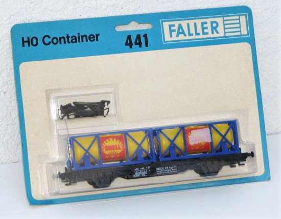 Faller AMS H0 441 Containerwagen mit Containern "SHELL" 
