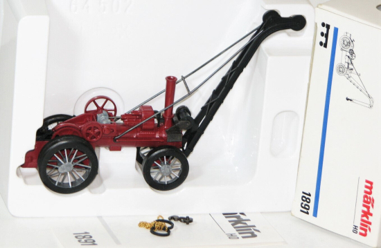 Märklin H0 1891 Lokomobil rot mit Kran und Hebewinde 
