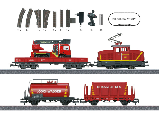 Märklin H0 29722 Startpackung "Feuerwehr" Henschel EA 500 + 2 Güterwagen "mfx" - Neuheit 2023