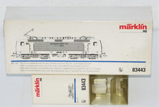 Märklin H0 83443 Leerkarton mit Blister für E-Lok BR 143 der DB/DR