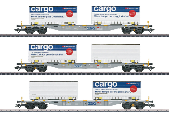 Märklin H0 47463 Containertragwagen-Set "Bauart Sgnss" der SBB Cargo 