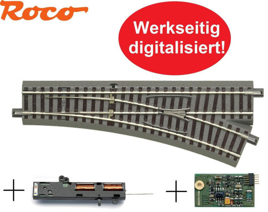 Roco H0 61141-D geoLine Weiche rechts mit elektrischem Antrieb + Decoder