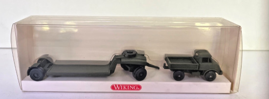 Wiking 1:87 6960835 Unimog 406 mit Tieflader Militär A894