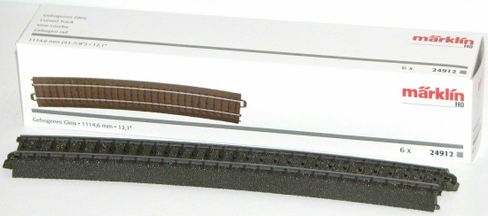 Märklin H0 24912-S C-Gleis gebogen Radius 1114,6 mm / 12,1° (6 Stück) 