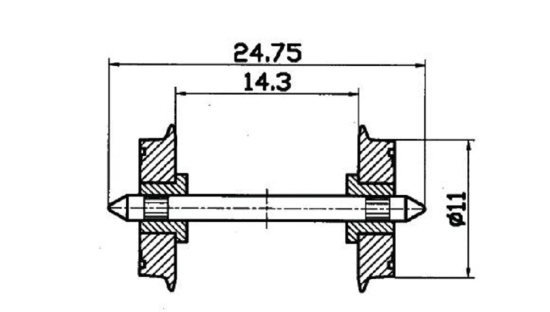 Roco H0 40199-S DC NEM-Norm-Radsatz beidseitig isoliert 11 mm (10 Stück) 
