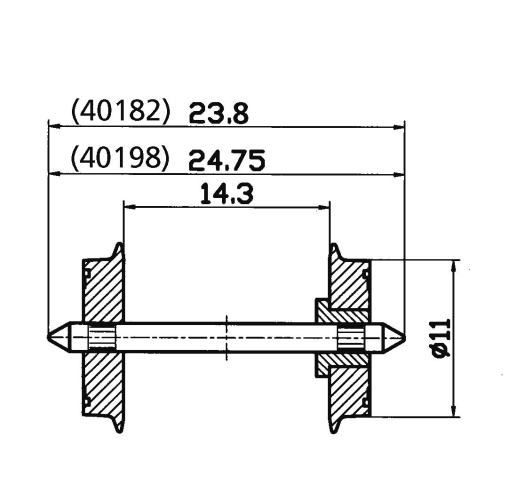 Roco H0 40198 / 127193 DC Norm-Radsatz einseitig isoliert 11 mm (1 Stück) 