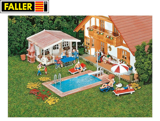 Faller H0 180542 Swimming-Pool und Gartenhaus 