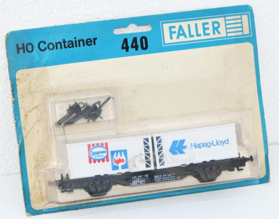Faller AMS H0 440 Containerwagen mit Containern "Hapag Lloyd + iglo" 