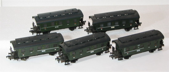 Fleischmann H0 5 x 1402 Personenwagen 2. Klasse + 3 . Klasse Köln Ulm der DRG