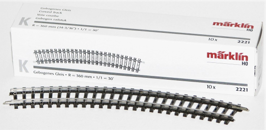 Märklin H0 2221-S K-Gleis gebogen, Radius 360 mm 30° (10 Stück) 