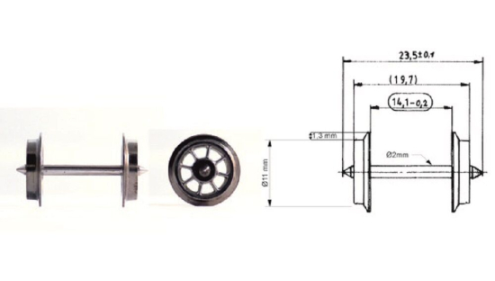 Fleischmann H0 6562-S AC Wechselstrom-Speichen-Radsatz (10 Stück) 