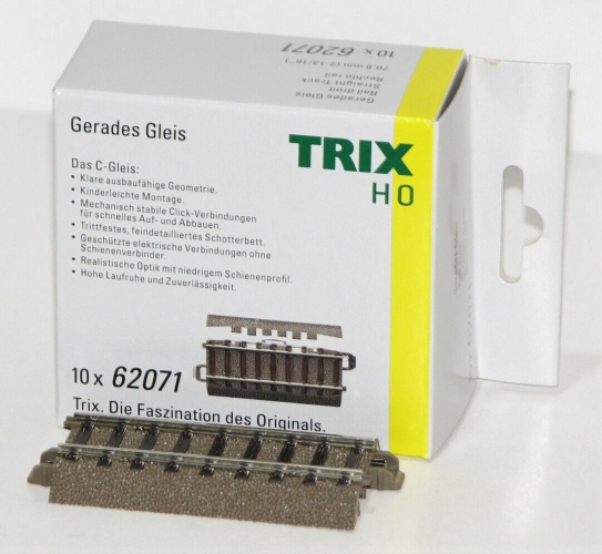 Trix H0 62071-S C-Gleis gerade 70,8 mm (10 Stück) 