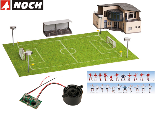 NOCH H0 66830 Fußballplatz mit Vereinsheim und micro-Sound Tribüne 