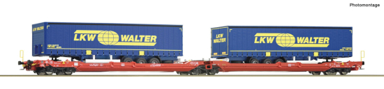 Roco H0 77385.B Doppeltaschen-Gelenkwagen T3000e LKW WALTER der DB AG 