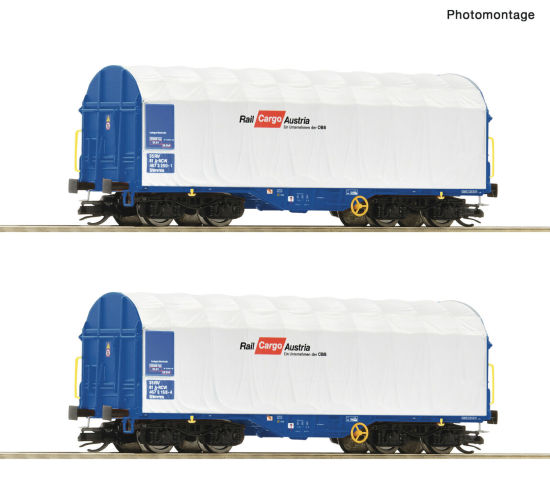 Roco TT 6680007 Schiebeplanenwagen-Set "Shimmns" ÖBB / Rail Cargo 