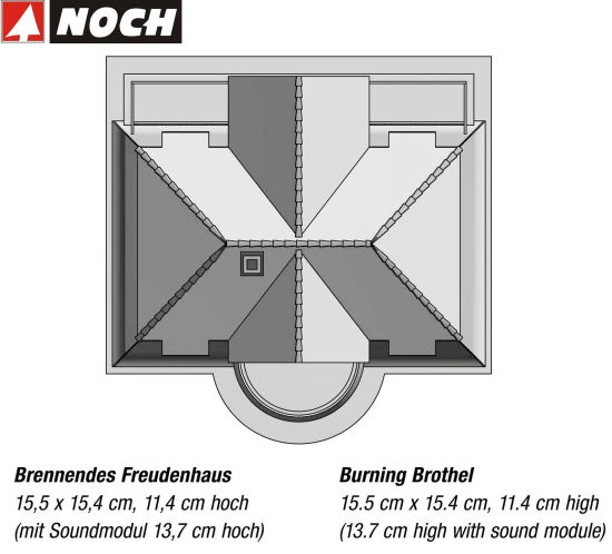 NOCH H0 66507 Brennendes Freudenhaus + Sound + Beleuchtung + Figuren 