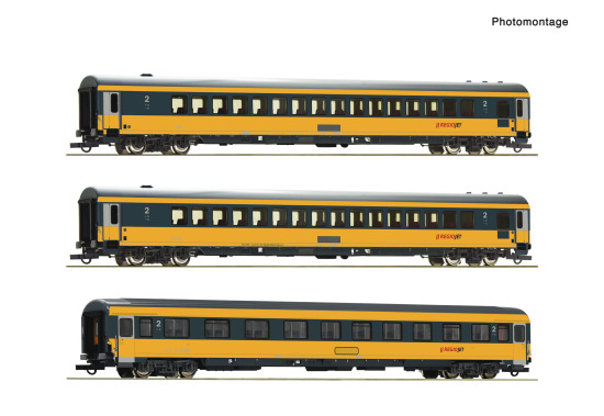 Roco H0 6200082 3-tlg. Set: Reisezugwagen der Regiojet - Neuheit 2025