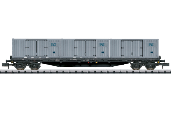 Minitrix / Trix N 18431 Flachwagen Rgs 3910 der DR beladen mit drei Containern - Neuheit 2024