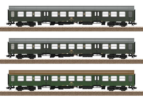 Trix H0 23180 Personenwagen-Set "Halberstädter Mitteleinstiegswagen" der DR "LED-Innenbeleuchtung" - Neuheit 2025