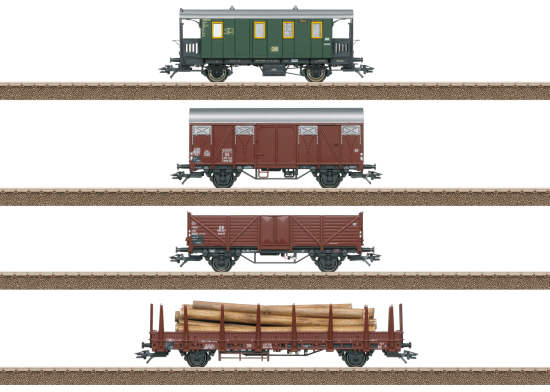Trix H0 24140 Güterwagen-Set "Nebenbahn" der DB 4-teilig - Neuheit 2024