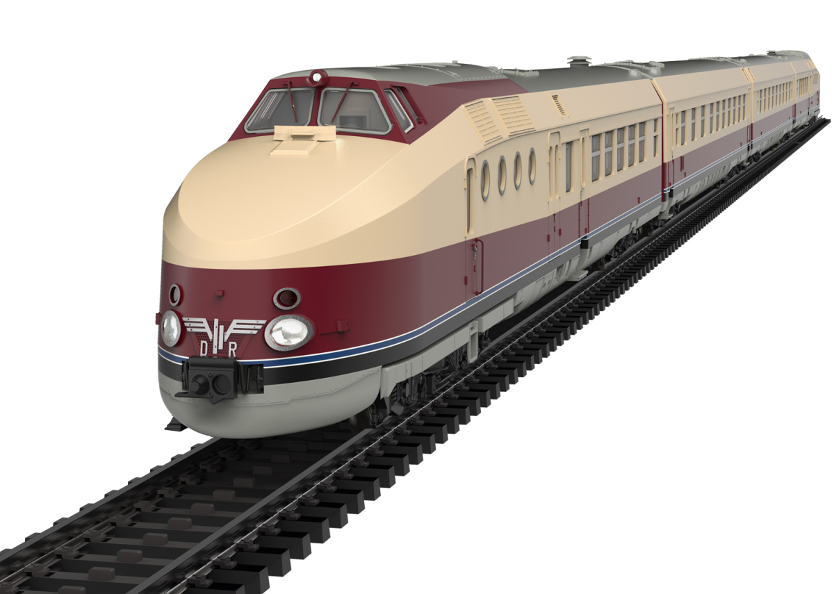 Märklin H0 38175 Dieseltriebzug VT 18.16 der DR/DDR "mfx+ / Sound / LED-Innenbeleuchtung" - Sommerneuheit 2025 Märklin H0 38175 Dieseltriebzug VT 18.16 der DR/DDR "mfx+ / Sound / LED-Innenbeleuchtung" - Sommerneuheit 2025