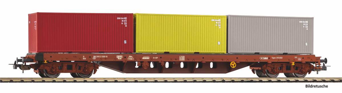 Piko H0 24539 Containertragwagen SNCB V beladen mit 3 Containern - Neuheit 2025