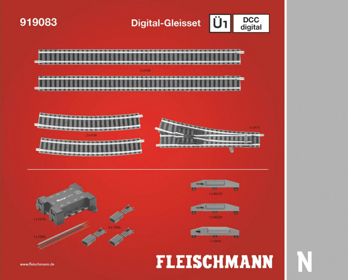 Fleischmann N 919083 Profi-Gleis DCC Digital-Gleisset Ü1 