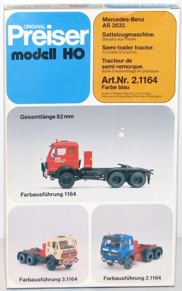 Preiser H0 2.1164 Mercedes-Benz AS 2632 Sattelzugmaschine blau 