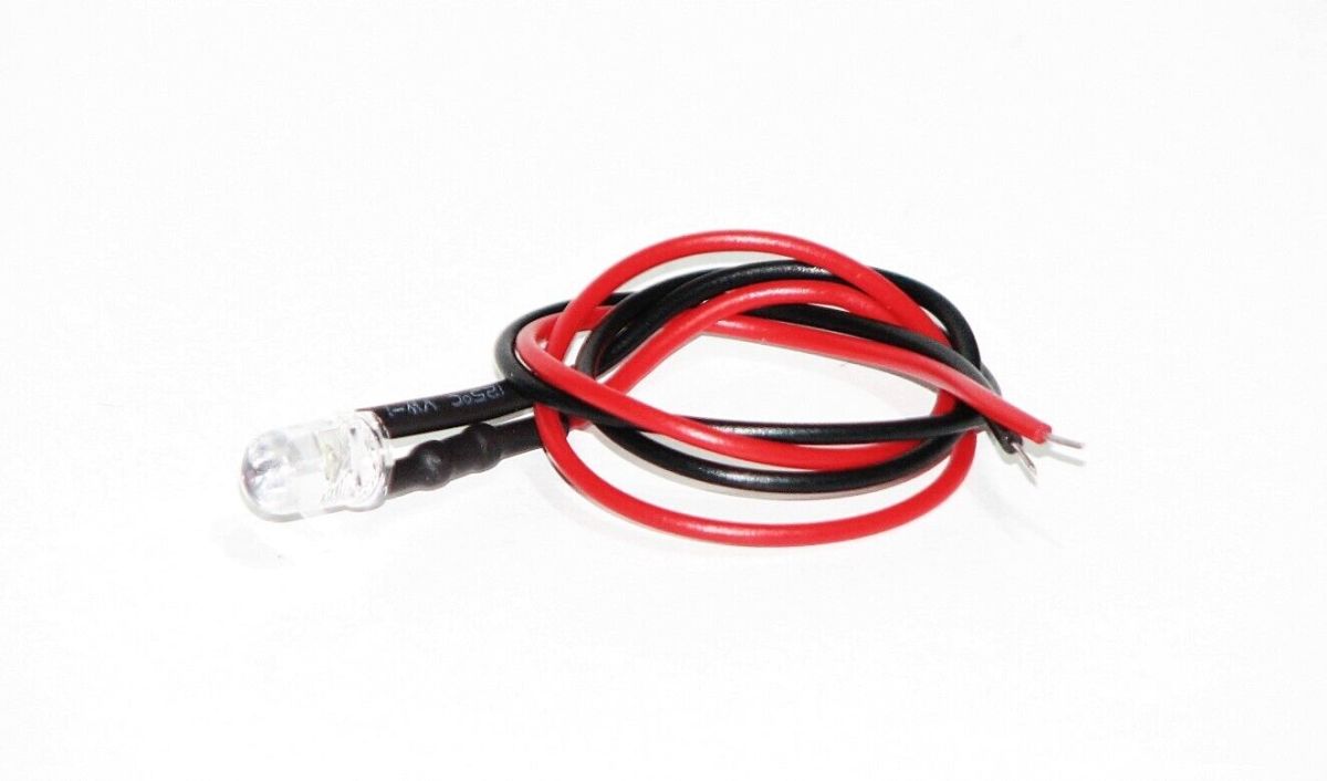 LED-Hausbeleuchtung rot 5 mm mit Vorwiderstand + Anschlusskabeln (10 Stück)