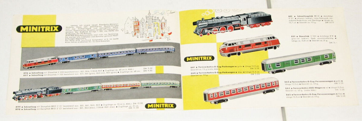 Schiebetrix / Schiebe-TRIX / Minitrix Prospekt von 1959 - BESTZUSTAND