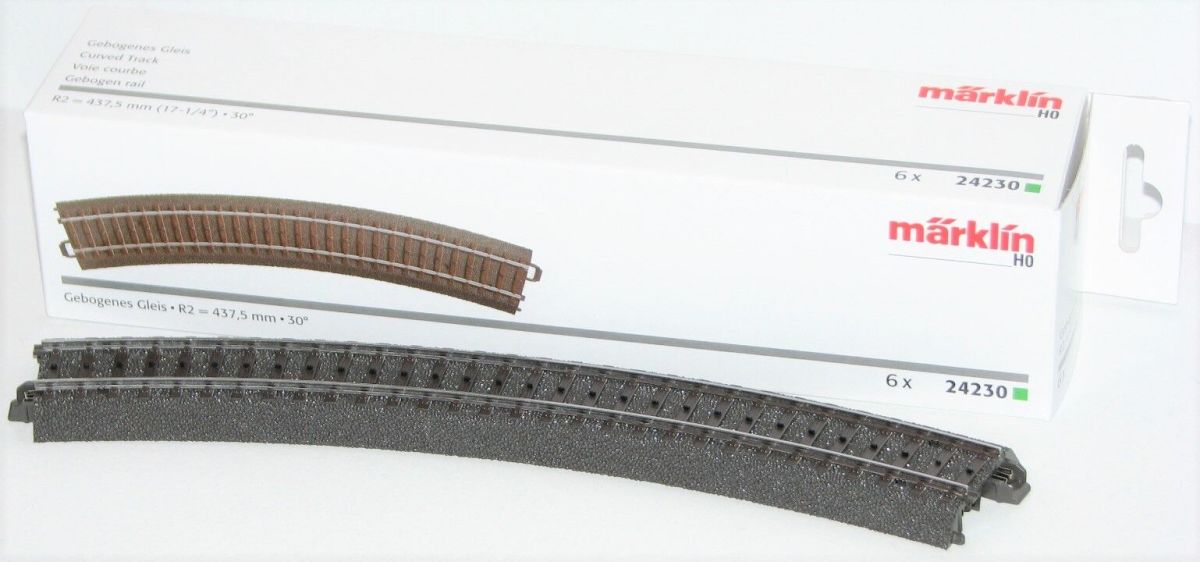 Märklin H0 24230-S C-Gleis gebogen R2 = 437,5 mm / 30° (6 Stück) 
