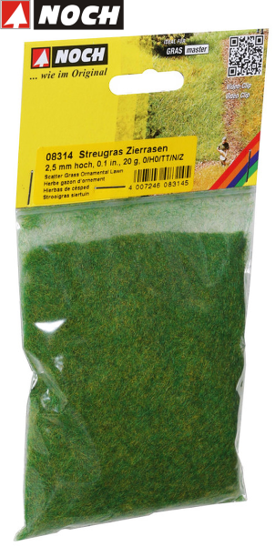NOCH 08314 Streugras “Zierrasen” 2,5 mm 20 g (1 kg - 159,50 €) 