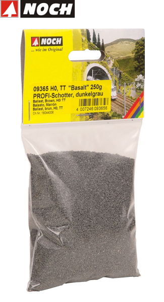 NOCH 09365 PROFI-Schotter “Basalt”, dunkelgrau 250 g (1 kg - 13,56 €) 