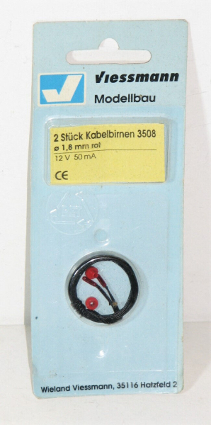 Viessmann 3508 Glühlampen rot T1/2, Ø 1,8 mm, 16 V, 30 mA (2 Stück) 