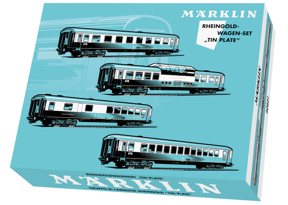 Märklin H0 40851 Tin-Plate Wagen-Set "TEE Rheingold" 4-teilig - Neuheit 2023 Märklin H0 40851 Tin-Plate Wagen-Set "TEE Rheingold" 4-teilig - Neuheit 2023