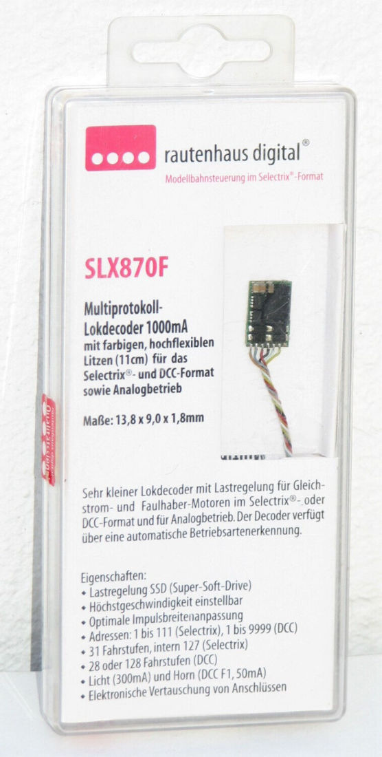 Rautenhaus SLX870F Multiprotokoll-Lokdecoder "SX + DCC + Analog" 