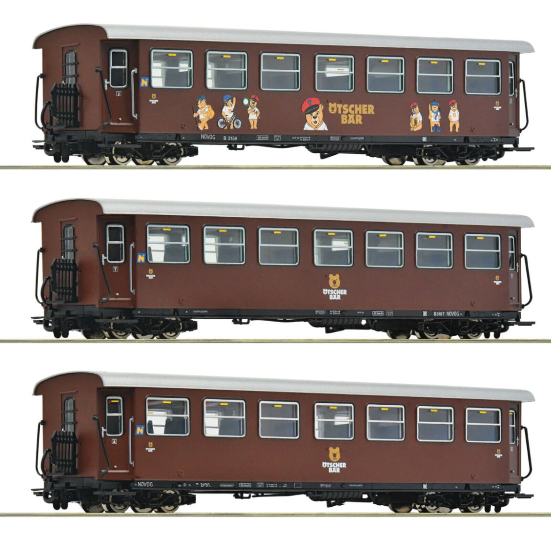 Roco H0e 6240002 Schmalspurwagen-Set "B4ip/s / Ötscherbär" der NÖVOG 