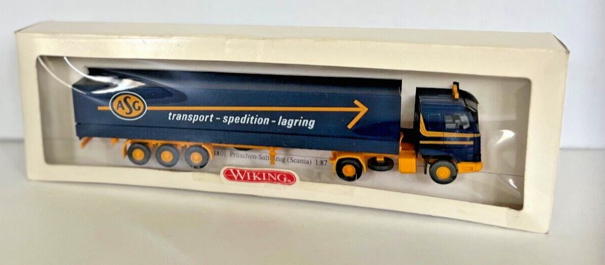 Wiking 1:87 51801 Scania 143 M Pritschensattelzug ASG A335 Wiking 1:87 51801 Scania 143 M Pritschensattelzug ASG A335
