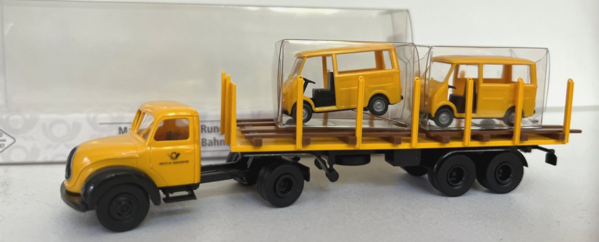 Brekina 1:87 018073 Magirus Mercur + Goggo Bahnsteigkarren DBP A810 Brekina 1:87 018073 Magirus Mercur + Goggo Bahnsteigkarren DBP A810