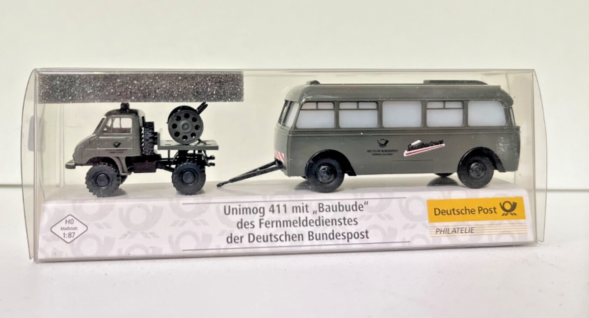 Brekina 1:87 018084 Unimog 411 mit Baubude DBP A871 Brekina 1:87 018084 Unimog 411 mit Baubude DBP A871