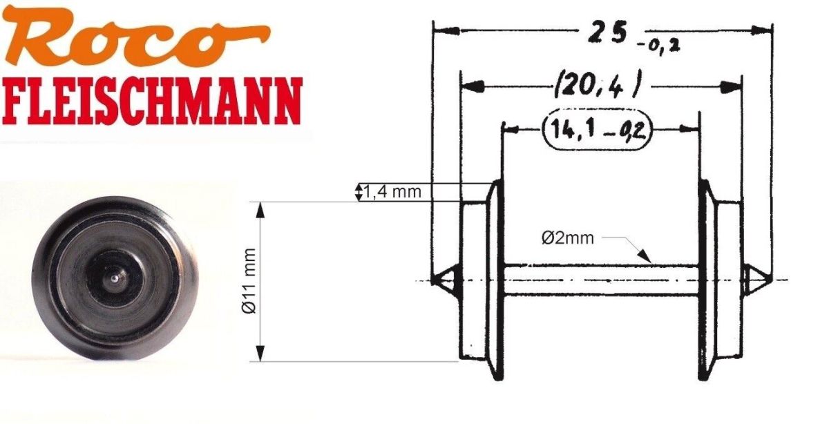 Fleischmann H0 00534008 DC-Gleichstrom Radsatz 11 mm 